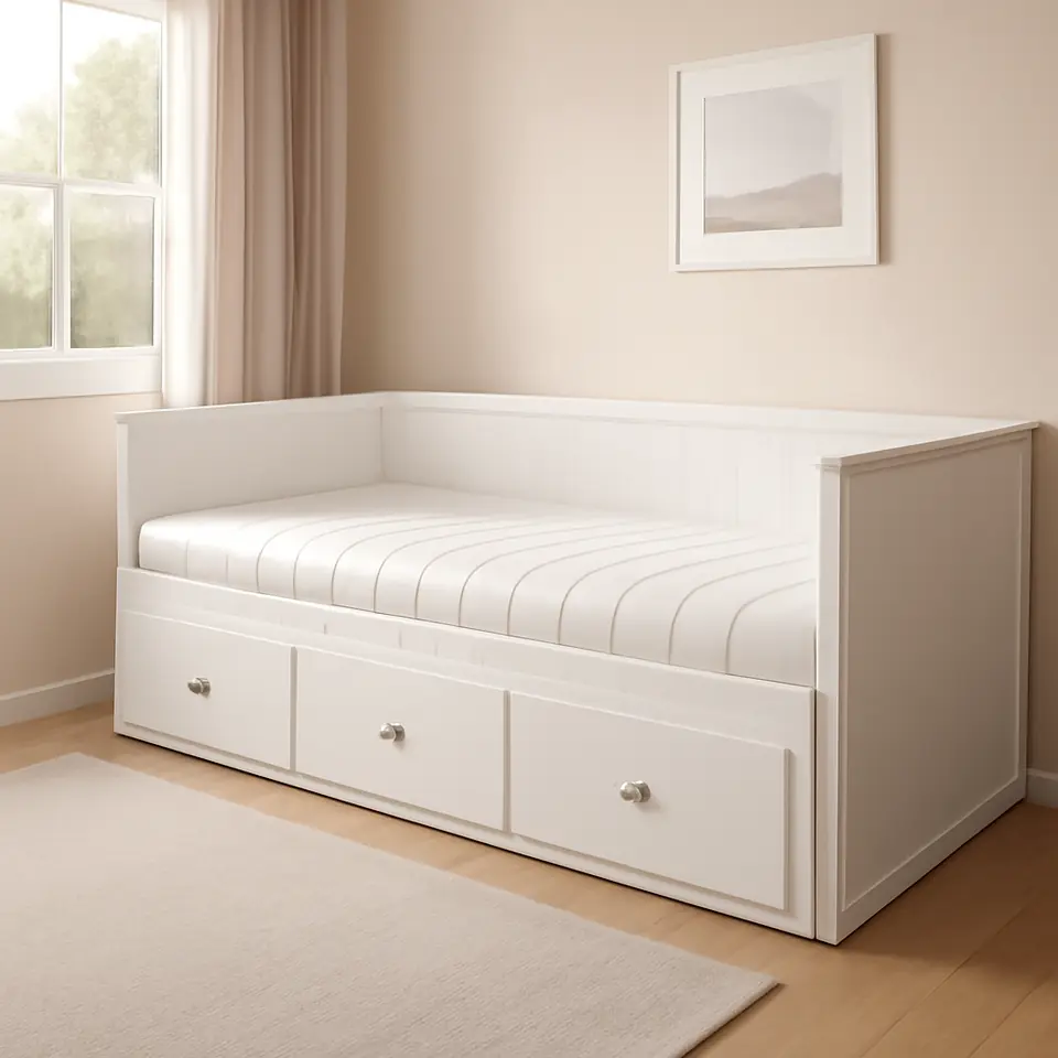 Møbelmontering HEMNES Sovesofa 3 skuffer/2 madrasser, hvid/Åfjäll medium, 80×200 cm | Samling af Møbler i Rødovre & Kbh