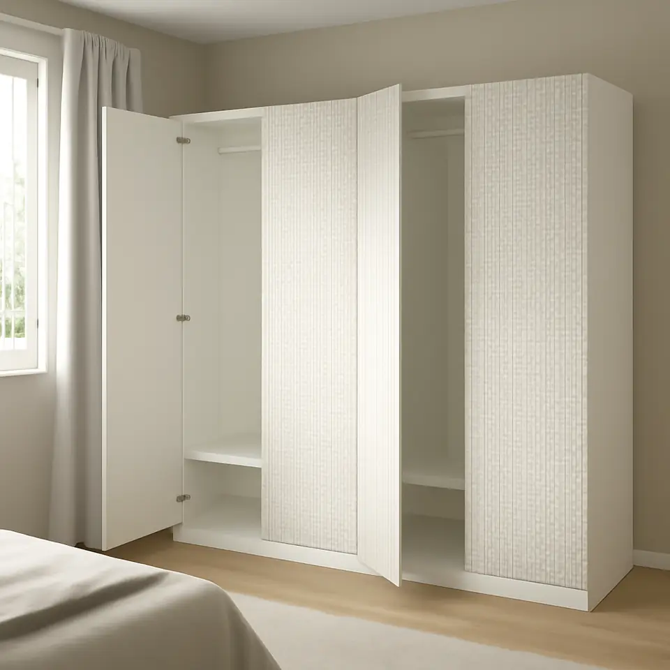 Møbelmontering PAX / MISTUDDEN Garderobekombination, hvid/grå mønstret, 200x60x201 cm | Professionel Møbelmontør