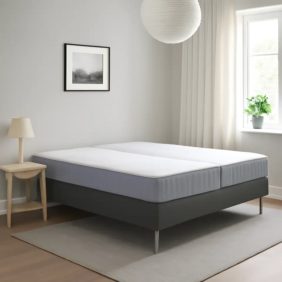 Møbelmontering LYNGÖR Kontinentalseng, Vesteröy fast/medium/lyseblå mørkegrå, 180×200 cm | Professionel Møbelmontør