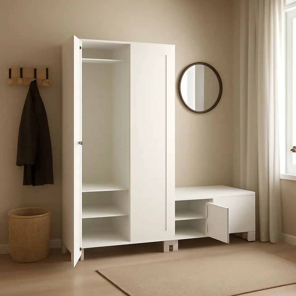 Møbelmontering PLATSA Garderobe m 4 døre, hvid/Sannidal hvid, 200x57x191 cm | Fast Pris i Storkøbenhavn