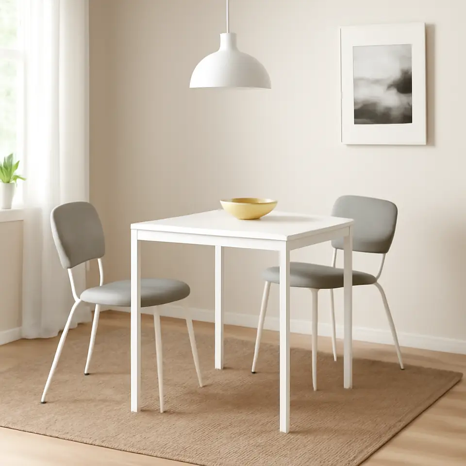 Møbelmontering VIHALS / VIHALS Bord og 2 stole, hvid hvid/hvid Tibbleby gråbeige, 74×74 cm | Professionel Møbelmontør