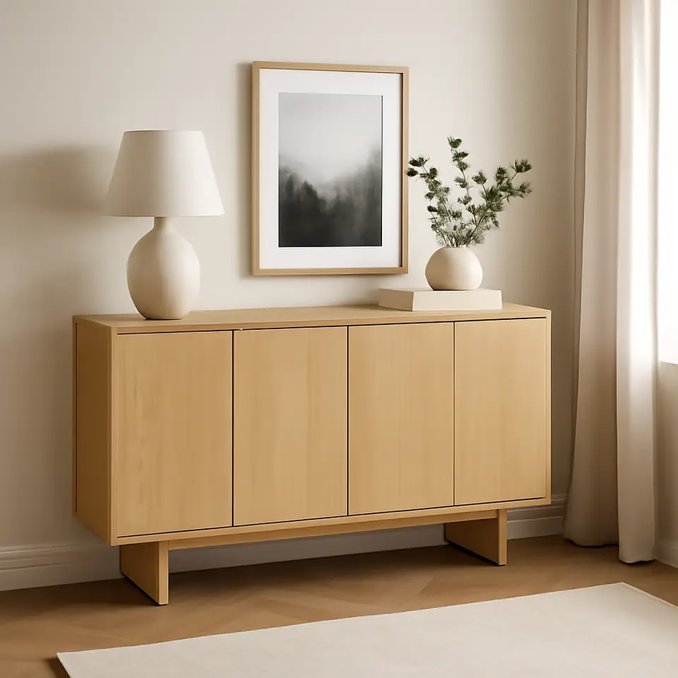 Møbelmontering STOCKHOLM 2025 Skænk, egetræsfiner, 161x42x83 cm | Professionel Møbelmontør