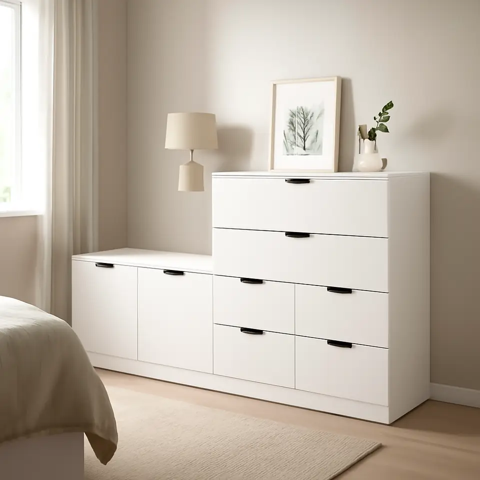 Møbelmontering NORDLI Kommode 8 skuffer, hvid, 160×99 cm | Fast Pris i Storkøbenhavn