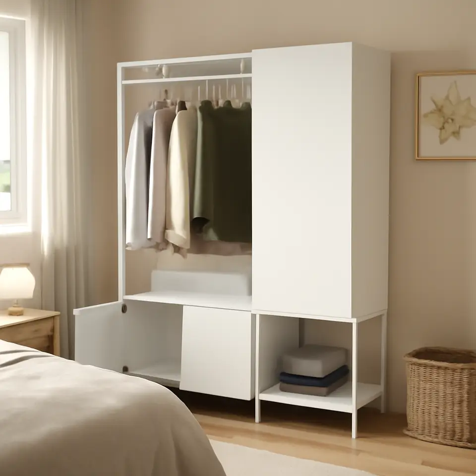 Møbelmontering PLATSA Garderobeskab med 3 døre, hvid/Fonnes hvid, 140x42x161 cm | Fast Pris i Storkøbenhavn