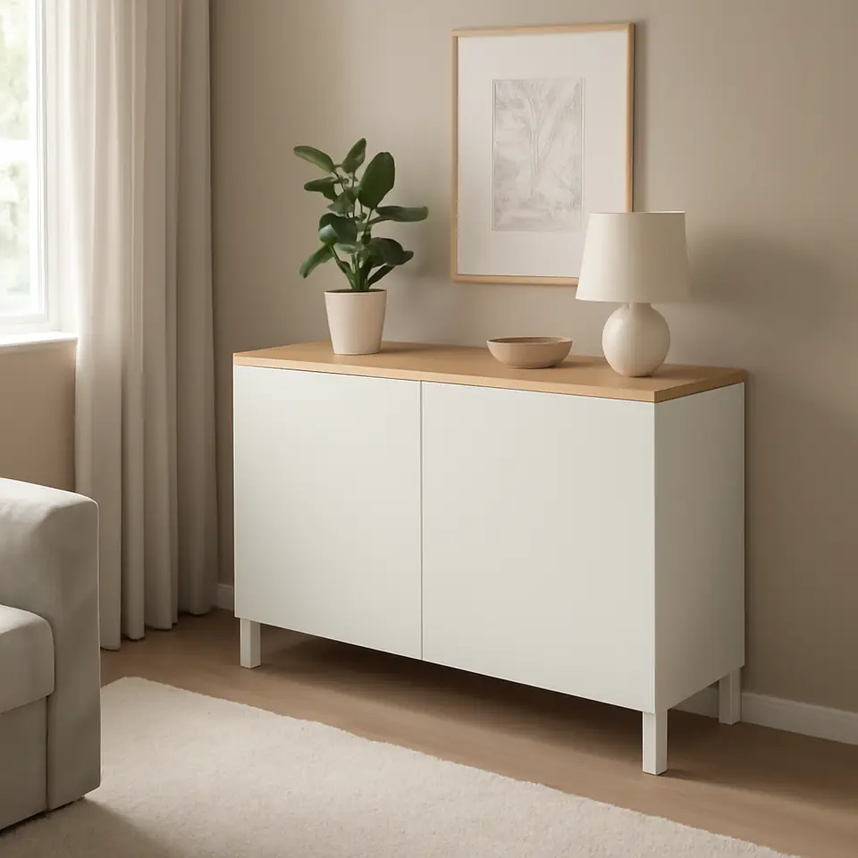Møbelmontering BESTÅ Opbevaring med låger, hvid/Lappviken/Stubbarp hvid, 120x42x76 cm | Samling af Møbler i Rødovre & Kbh