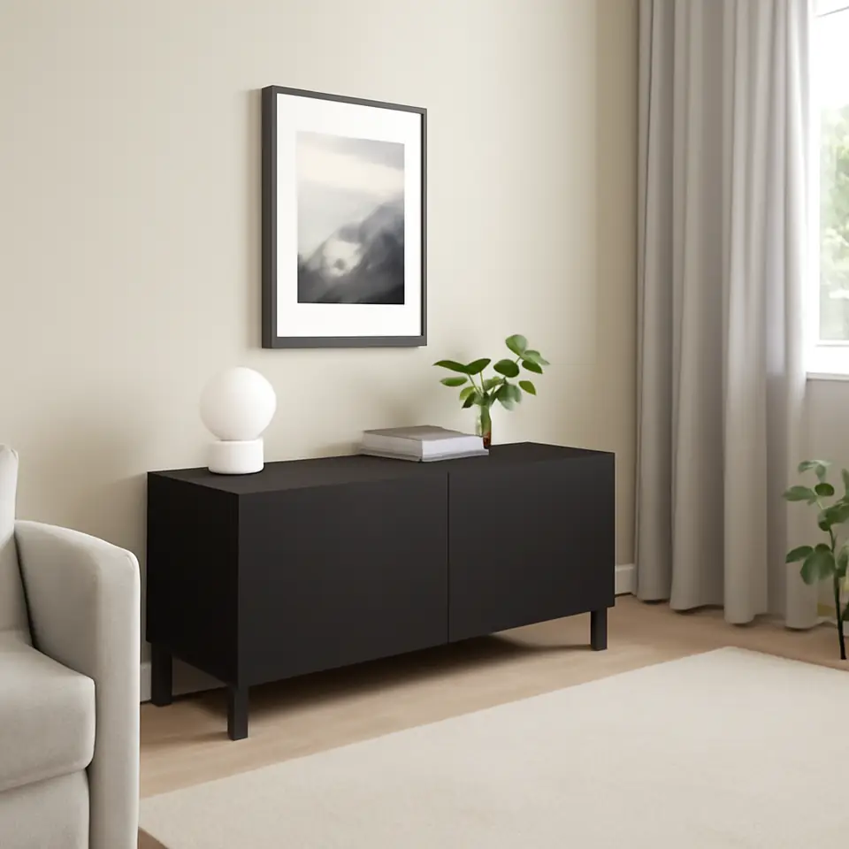 Møbelmontering BESTÅ Tv-bord med låger, sortbrun/Lappviken/Stubbarp sortbrun, 120x42x48 cm | Samling af Møbler i Rødovre & Kbh