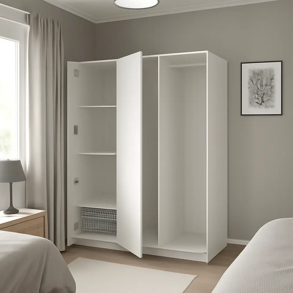 Møbelmontering PLATSA Garderobe m 3 døre, hvid/Fonnes hvid, 140x57x181 cm | Få et tilbud i dag