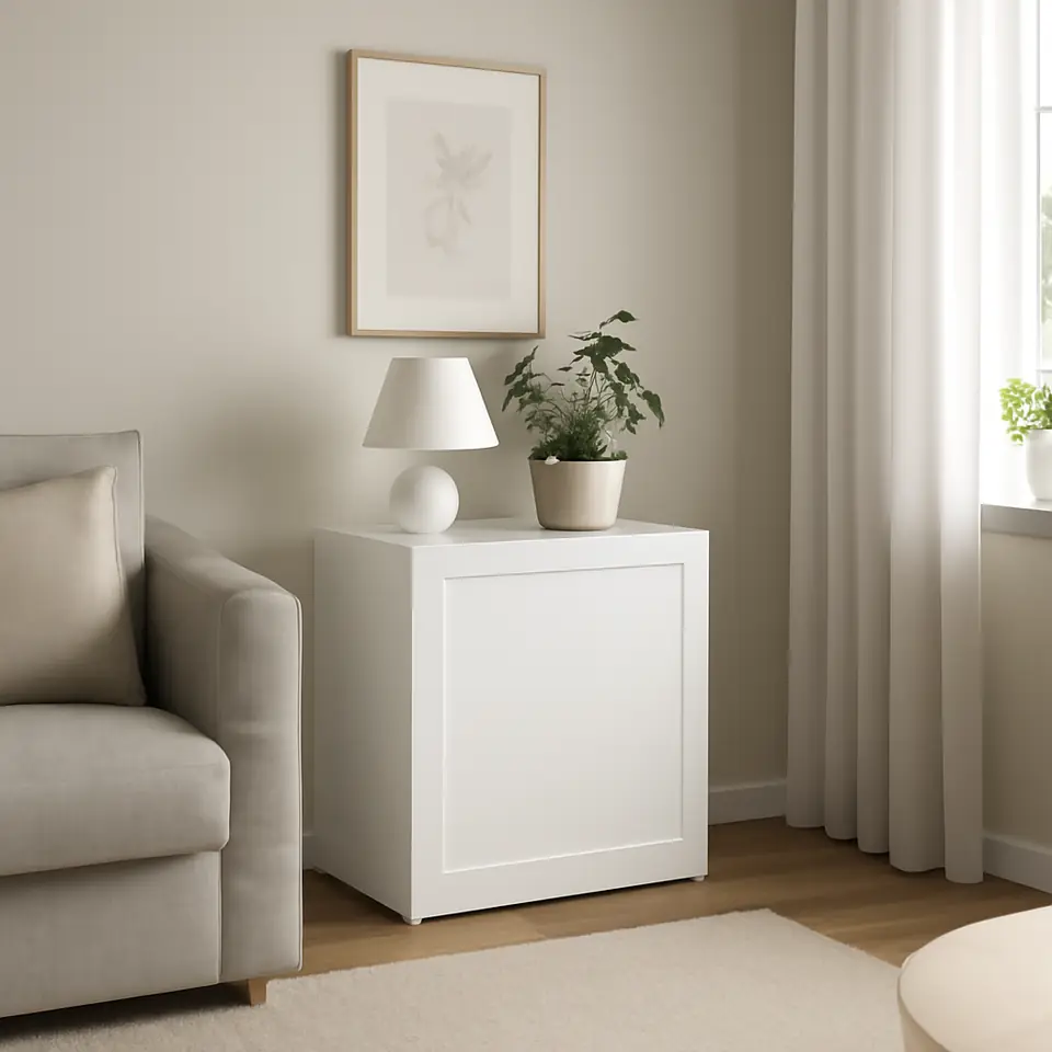 Møbelmontering BESTÅ Reol med låge, hvid/Smeviken hvid, 60x42x64 cm | Samling af Møbler i Rødovre & Kbh