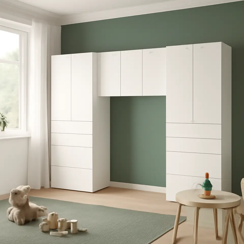 Møbelmontering SMÅSTAD / PLATSA Opbevaringskombination, hvid/hvid, 240x57x181 cm | Professionel Møbelmontør
