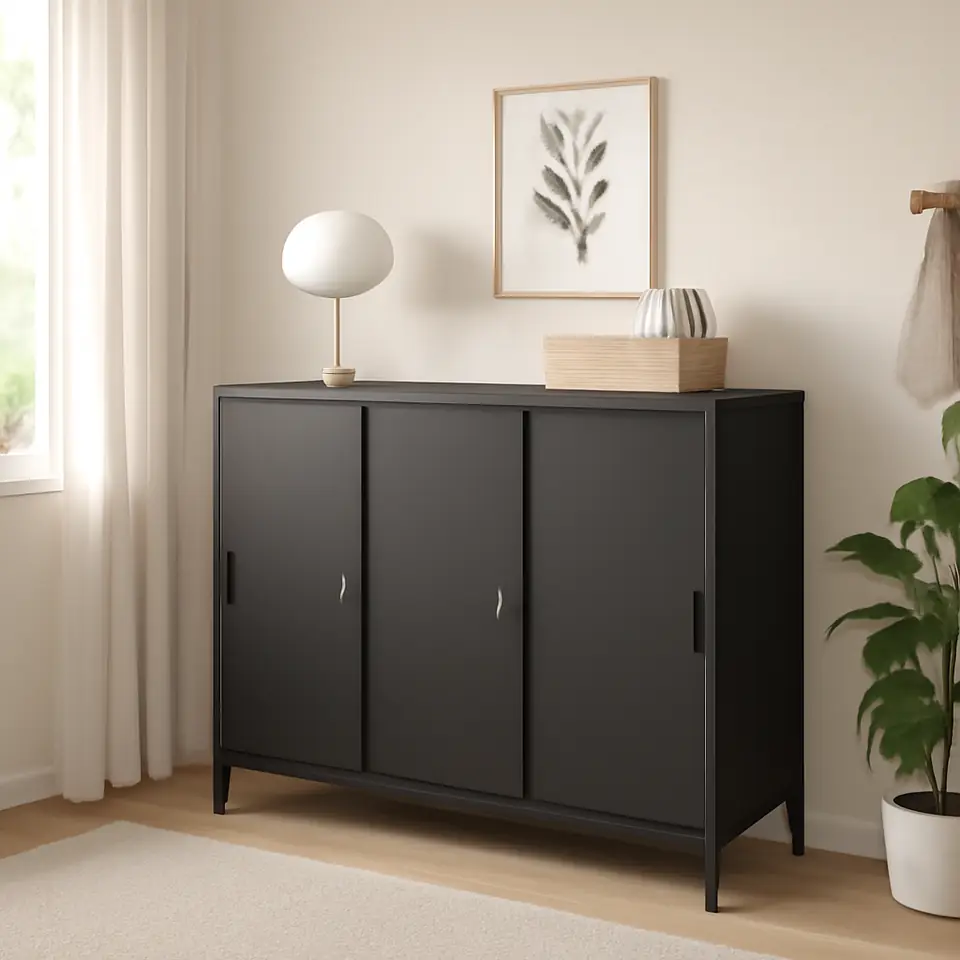 Møbelmontering TROTTEN Skab med skydedøre, antracit, 160×110 cm | Billig & Hurtig i København