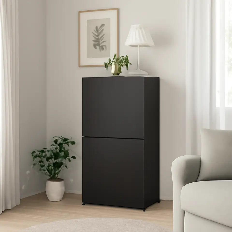 Møbelmontering BESTÅ Reol med døre, sortbrun/Lappviken sortbrun, 60x42x129 cm | Få et tilbud i dag
