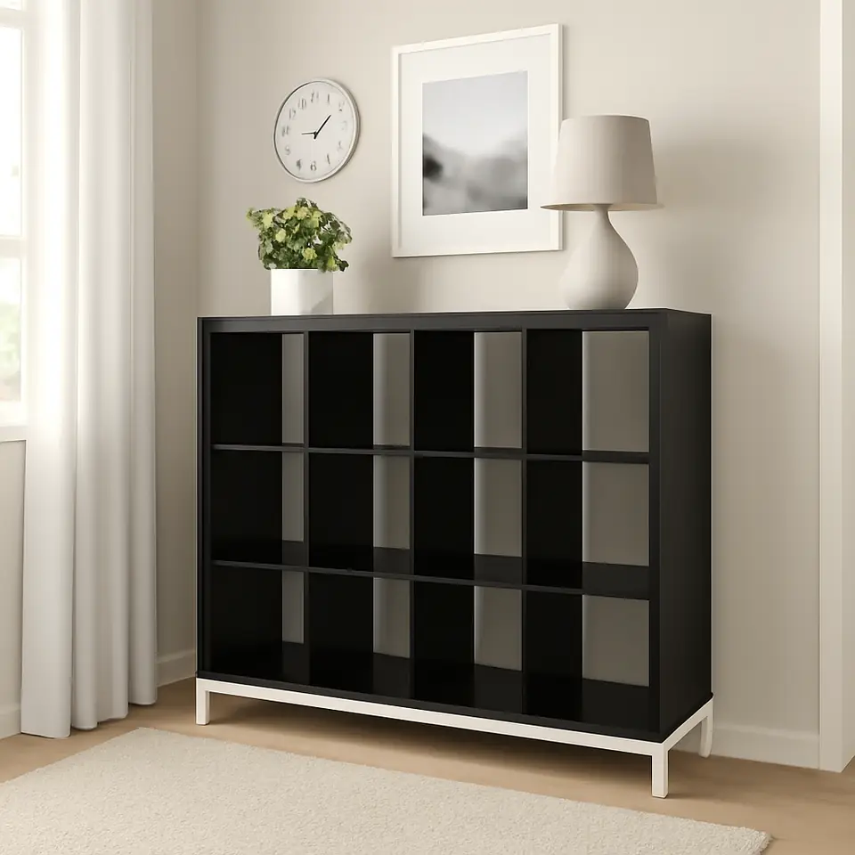 Møbelmontering KALLAX Reol med understel, sortbrun/hvid, 147×129 cm | Fast Pris i Storkøbenhavn