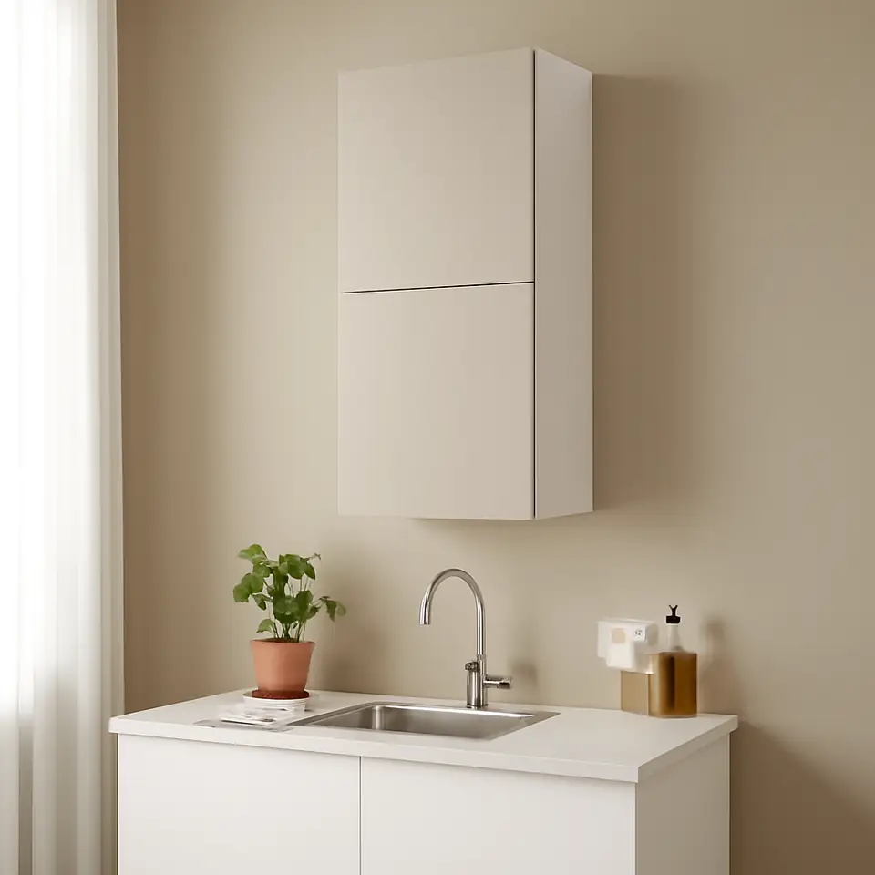 Møbelmontering METOD Vægskab med hylder/2 låger, hvid/Havstorp beige, 40×100 cm | Samling af Møbler i Rødovre & Kbh