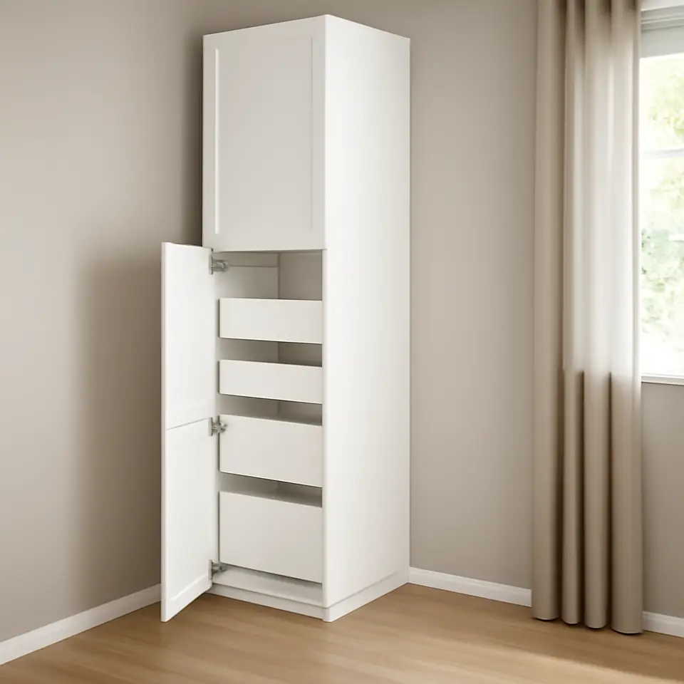 Møbelmontering METOD / MAXIMERA Højskab med 2 låger/4 skuffer, hvid Enköping/hvid træmønster, 60x60x220 cm | Fast Pris i Storkøbenhavn