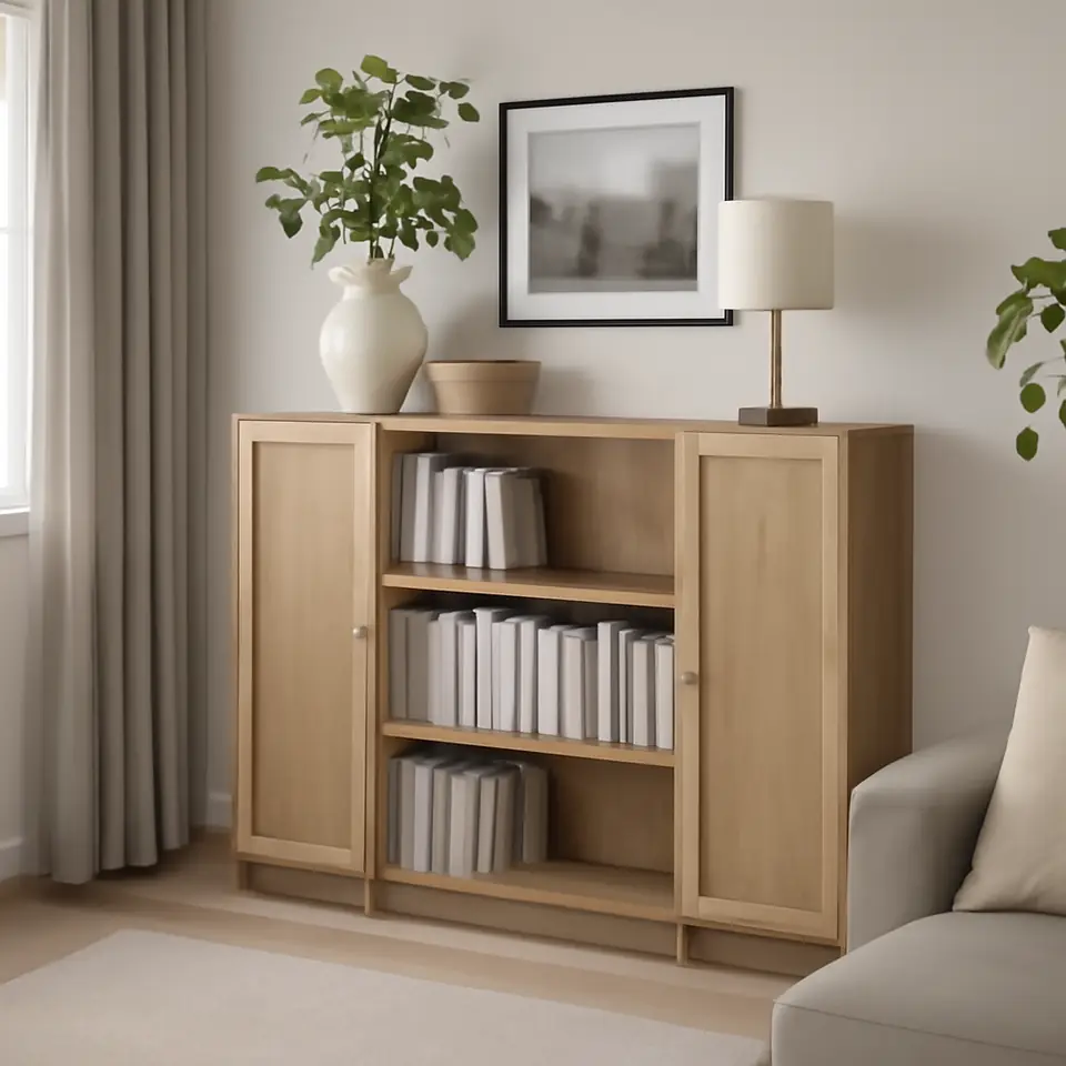 Møbelmontering BILLY / OXBERG Reol kombination med låger, egetræsmønstret, 160×106 cm | Professionel Møbelmontør