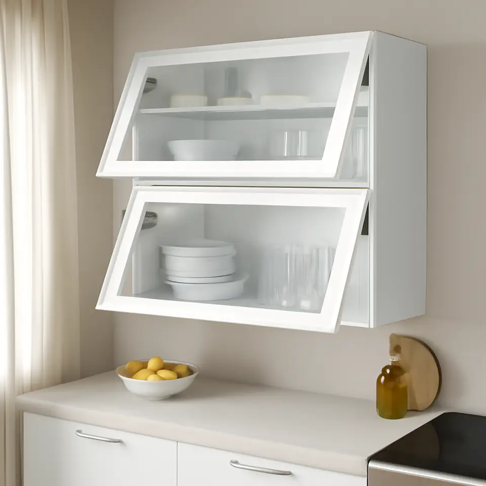 Møbelmontering METOD Horisontalt vægskab m 2 vitrinelåge, hvid/Hejsta hvidt, klart glas, 80×80 cm | Fast Pris i Storkøbenhavn