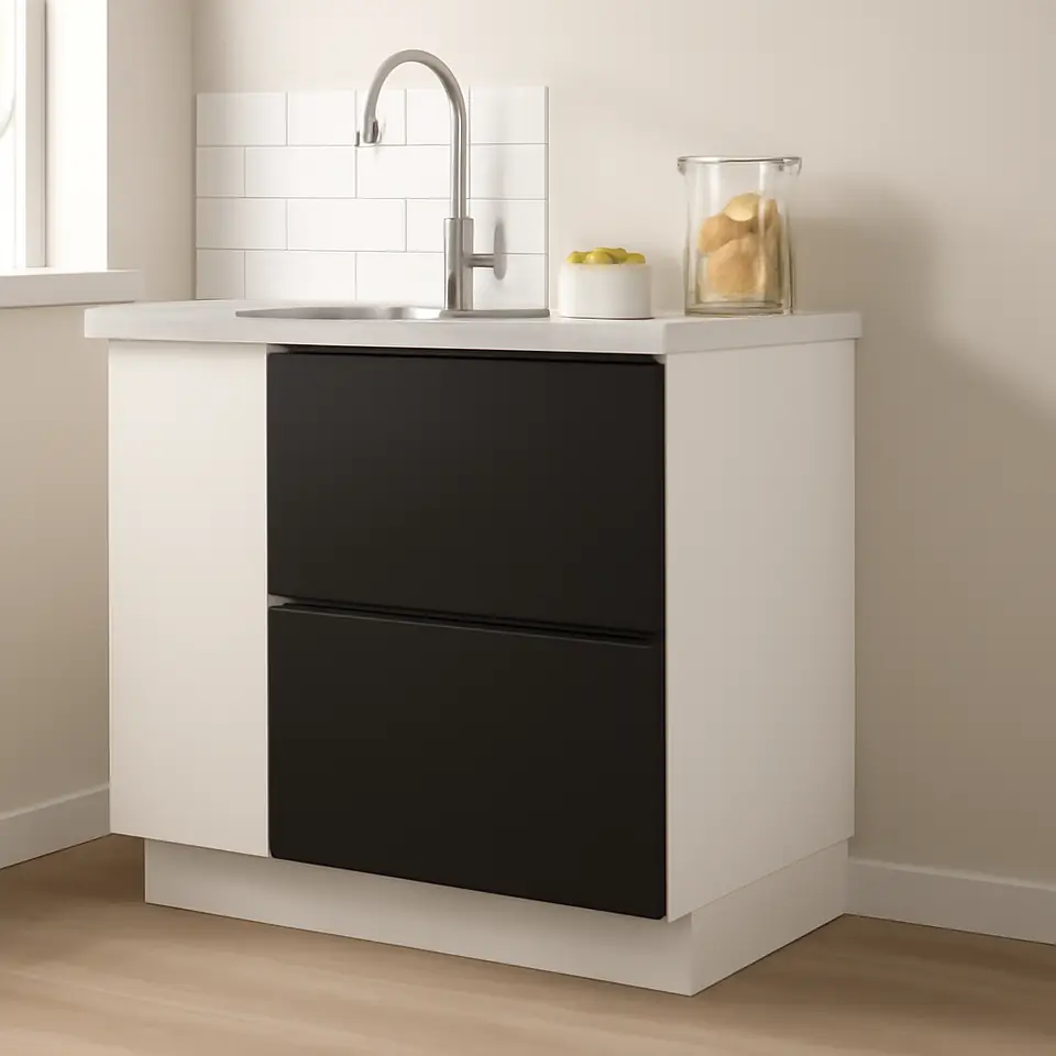 Møbelmontering METOD / MAXIMERA Underskab med 2 skuffer, hvid/Nickebo mat antracit, 60×37 cm | Samling af Møbler i Rødovre & Kbh