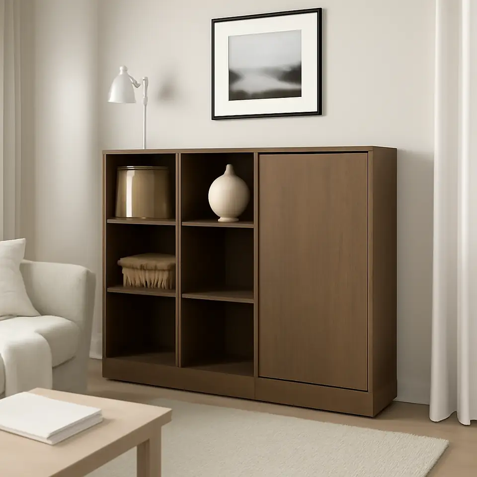 Møbelmontering TONSTAD Opbevaringskombination, brun egetræsfiner med bejdse, 202x37x120 cm | Billig & Hurtig i København