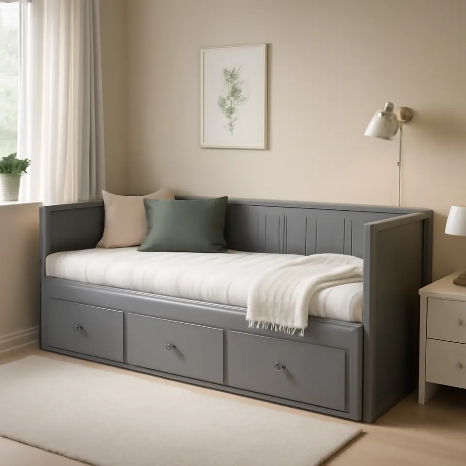 Møbelmontering HEMNES Sovesofa 3 skuffer/2 madrasser, grå/Åfjäll medium, 80×200 cm | Få et tilbud i dag