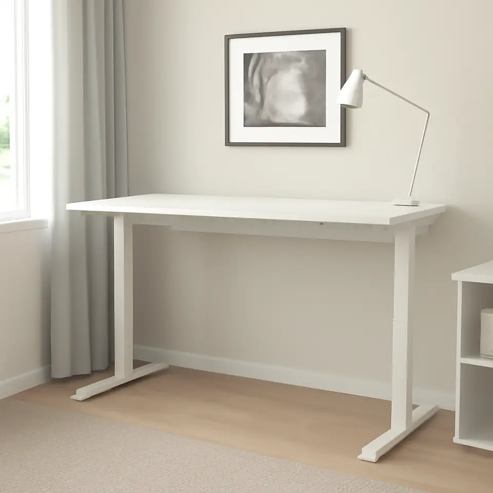Møbelmontering MITTZON Skrivebord hæve/sænke, elektrisk hvid, 160×60 cm | Fast Pris i Storkøbenhavn