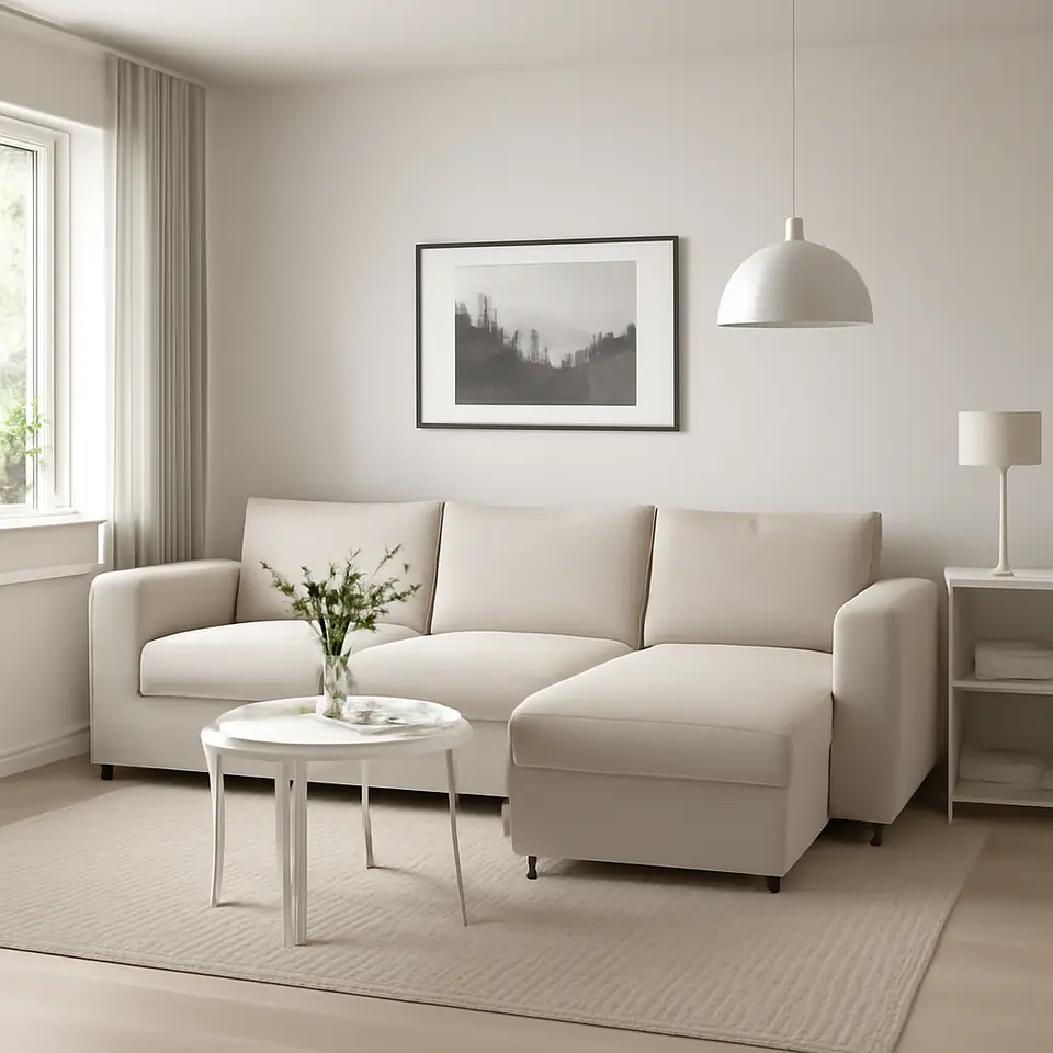 Møbelmontering VIMLE 3-pers. sovesofa med chaiselong, Gunnared beige | Billig & Hurtig i København
