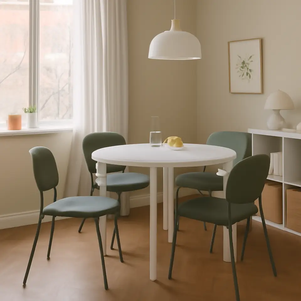 Møbelmontering VIHALS / VIHALS Bord og 4 stole, hvid hvid/grøn Tibbleby grågrøn, 107 cm | Billig & Hurtig i København
