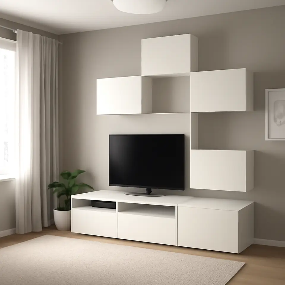 Møbelmontering BESTÅ Tv-møbel, kombination, hvid/Lappviken, 240x42x230 cm | Professionel Møbelmontør