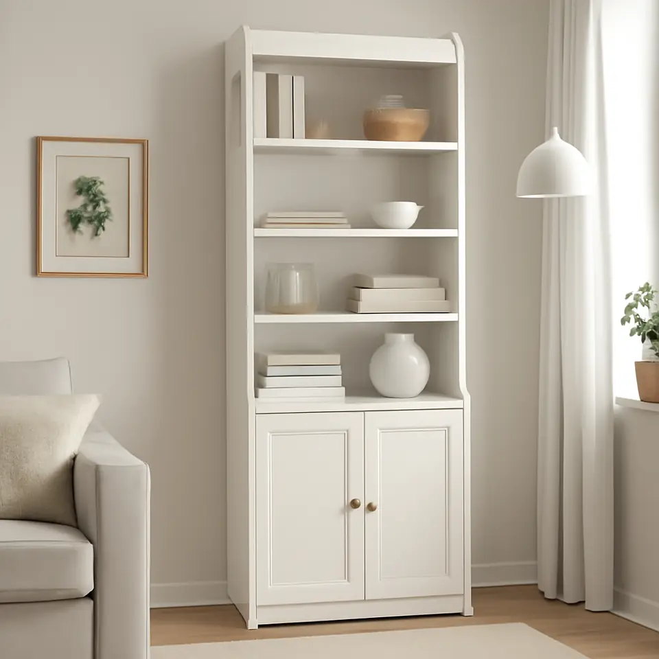Møbelmontering HAUGA Højskab med 2 låger, hvid, 70×199 cm | Professionel Møbelmontør