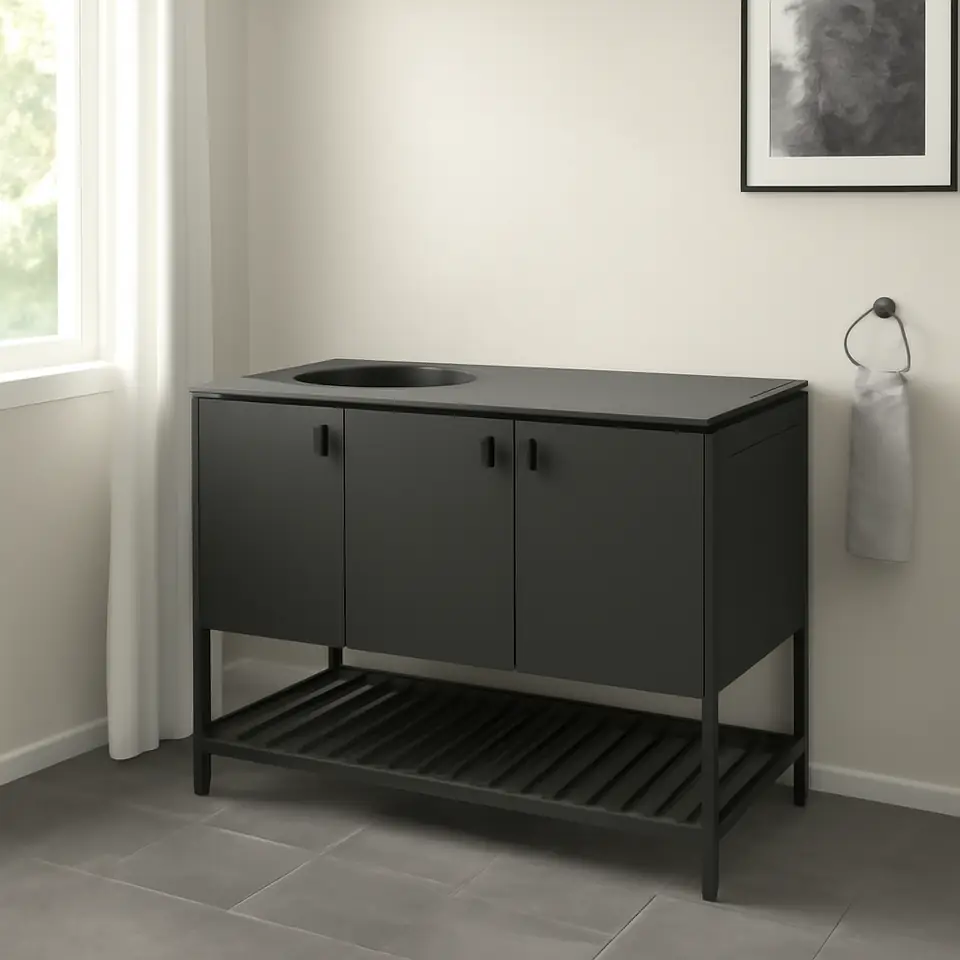 Møbelmontering BÅTSKÄR Bord til vask, udendørs/mørkegrå, 120×60 cm | Billig & Hurtig i København