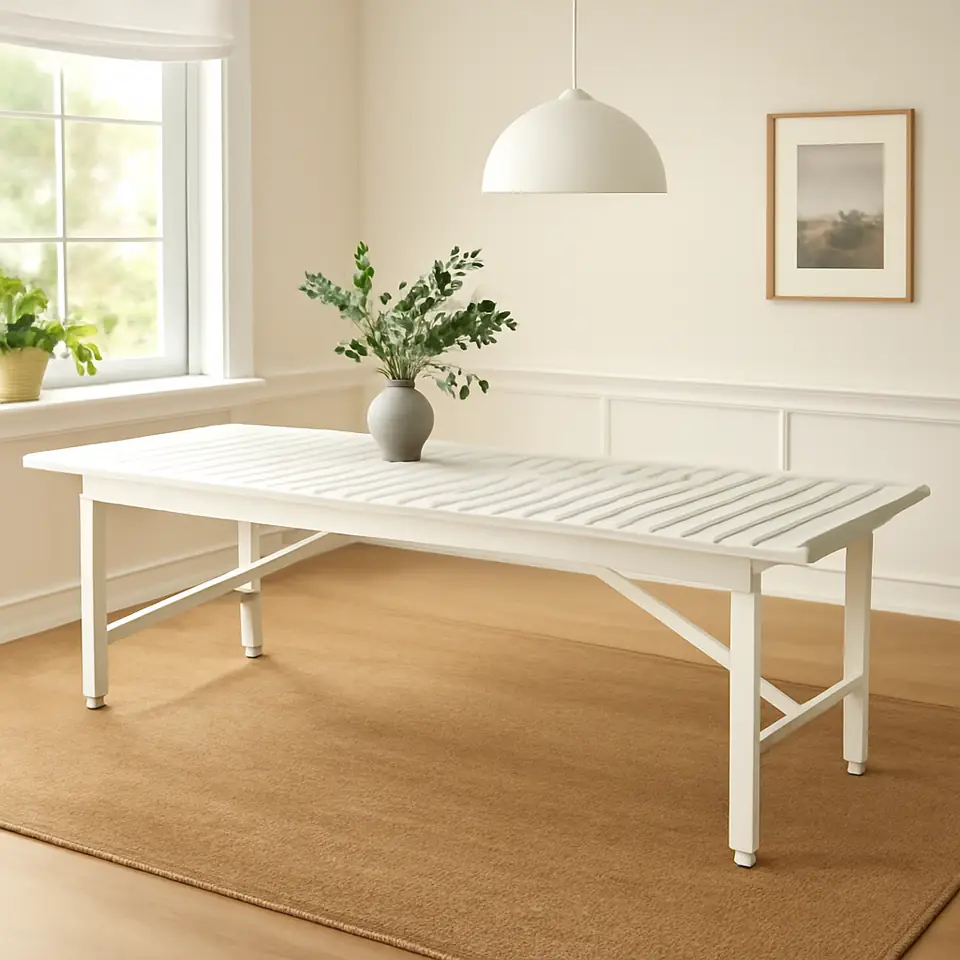 Møbelmontering BONDHOLMEN Bord, ude, hvid/beige, 235×90 cm | Samling af Møbler i Rødovre & Kbh