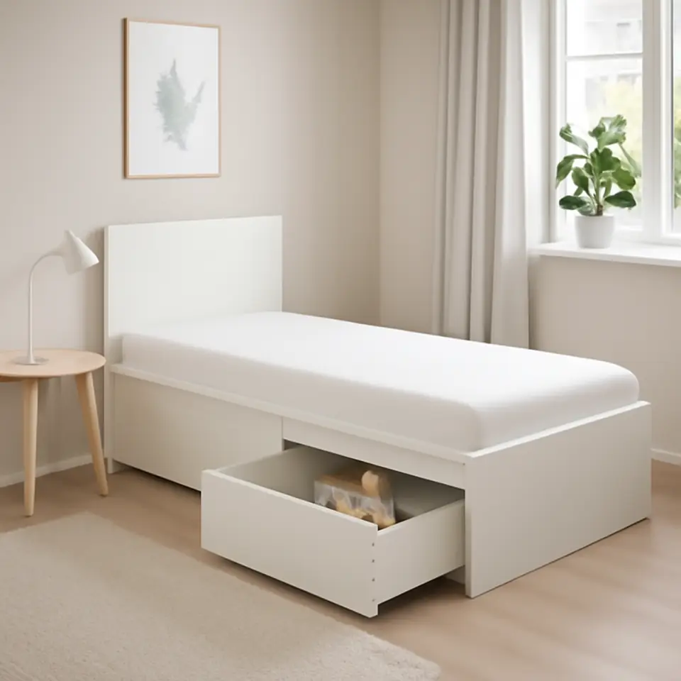 Møbelmontering MALM Sengestel, højt, med 2 sengeskuffer, hvid/Luröy, 90×200 cm | Samling af Møbler i Rødovre & Kbh