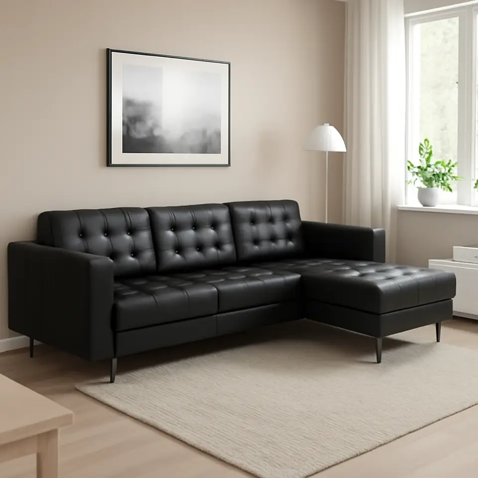 Møbelmontering LANDSKRONA 4-pers. sofa, med chaiselong/Grann/Bomstad sort/metal | Fast Pris i Storkøbenhavn