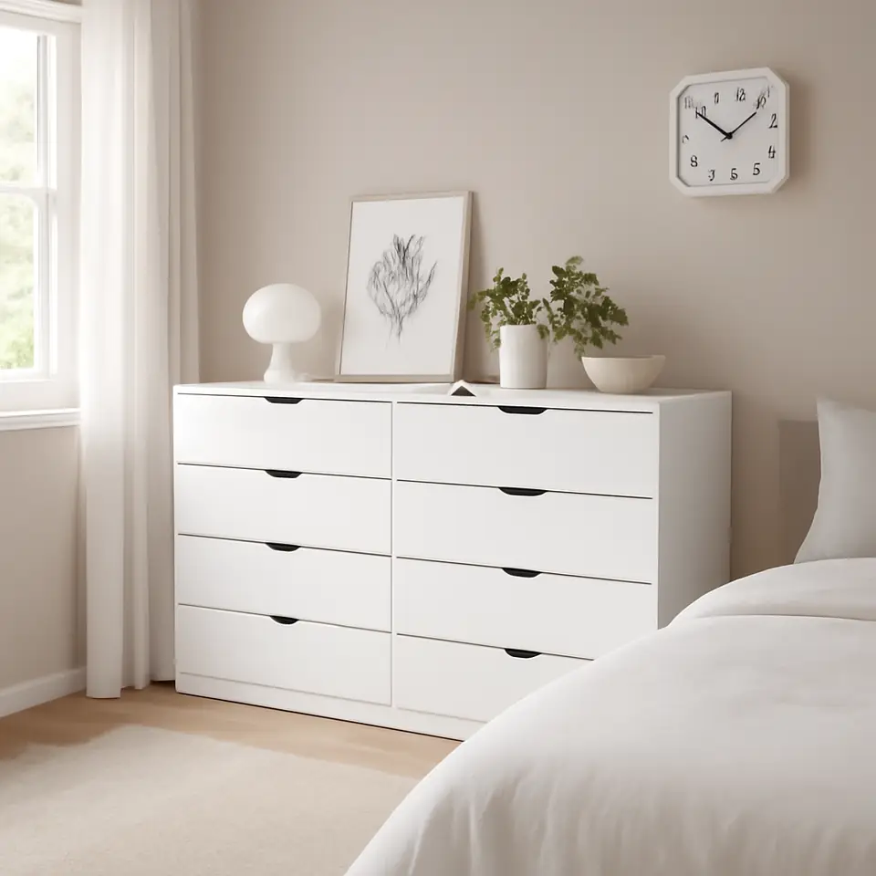 Møbelmontering NORDLI Kommode 8 skuffer, hvid, 160×99 cm | Professionel Møbelmontør