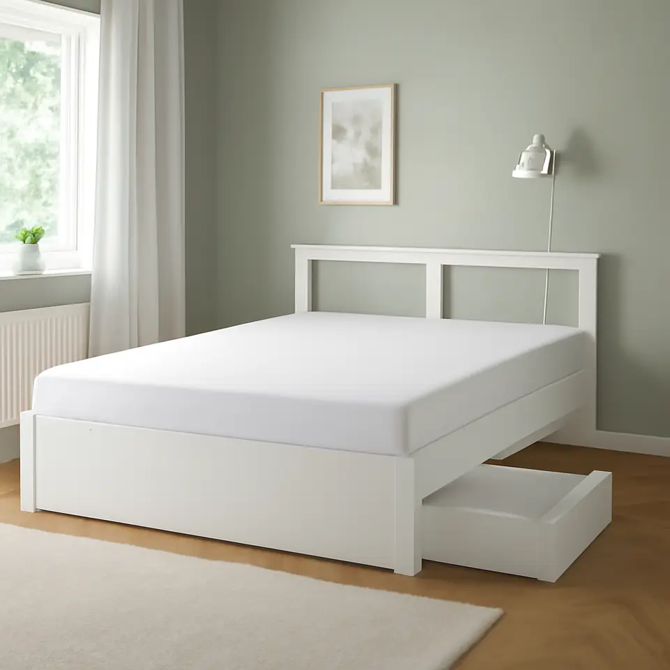 Møbelmontering SONGESAND Sengestel med 4 sengeskuffer, hvid, 140×200 cm | Professionel Møbelmontør