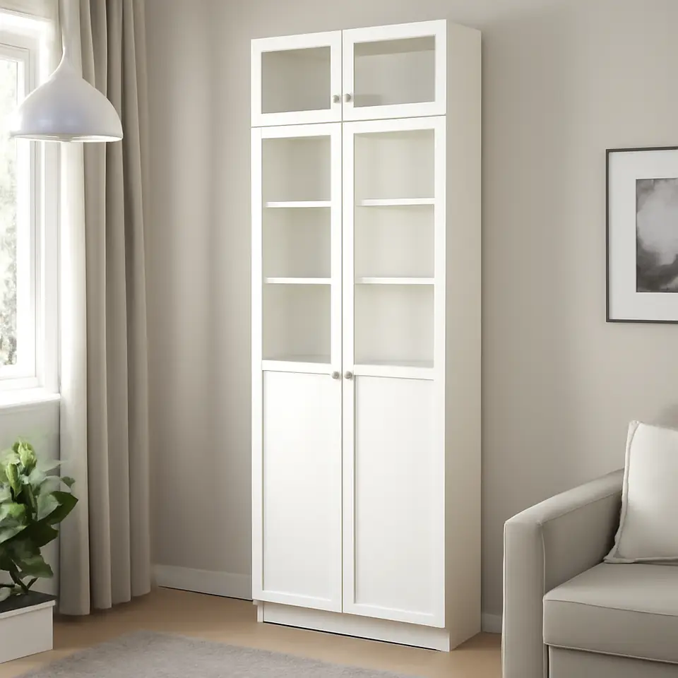 Møbelmontering BILLY Reol overreol/låge/vitrinelåger, hvid, 80x30x237 cm | Professionel Møbelmontør