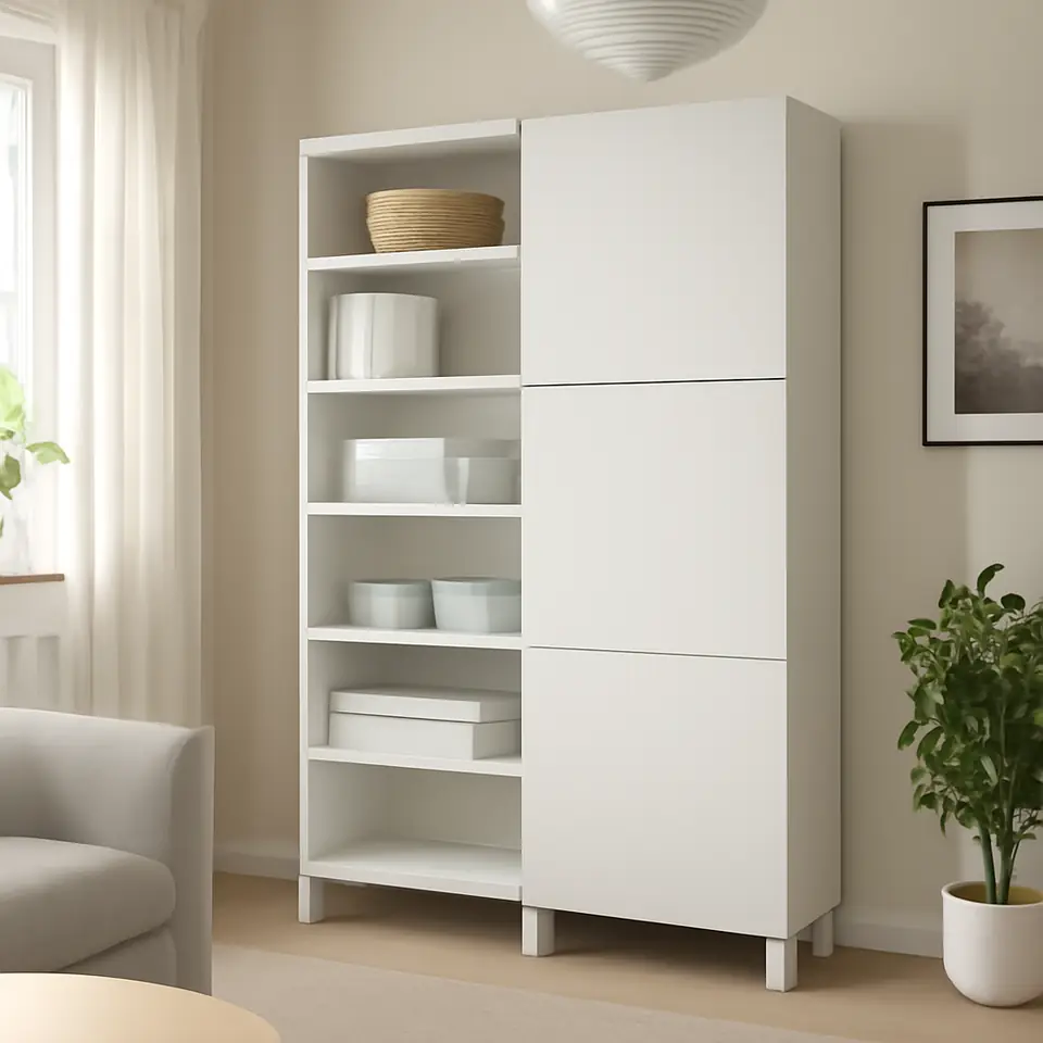 Møbelmontering BESTÅ Opbevaring med låger, hvid/Lappviken/Stubbarp hvid, 120x42x202 cm | Få et tilbud i dag