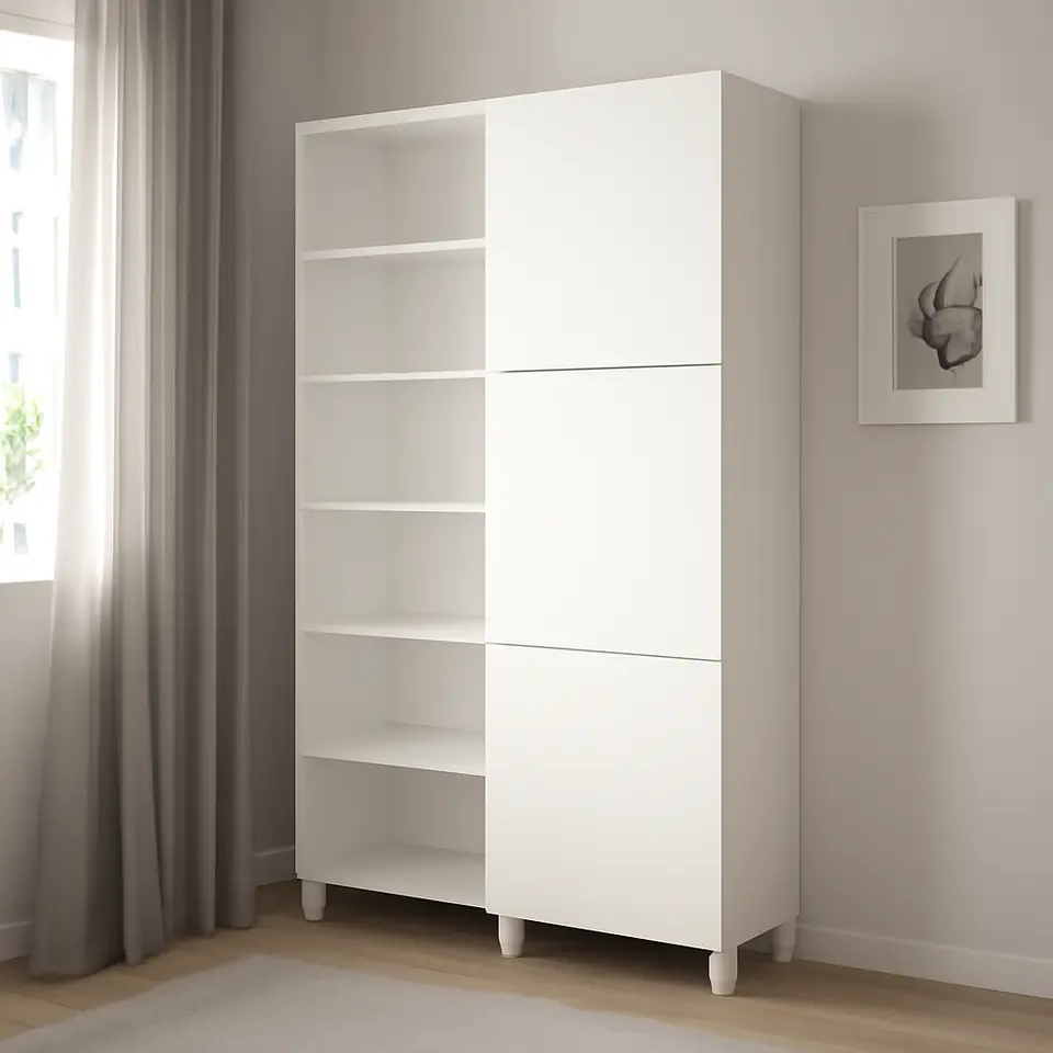 Møbelmontering BESTÅ Opbevaring med låger, hvid/Lappviken/Stubbarp hvid, 120x42x202 cm | Fast Pris i Storkøbenhavn