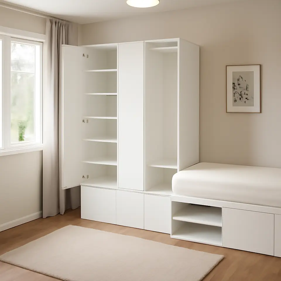Møbelmontering PLATSA Sengestel med 10 låger, hvid, 143x244x223 cm | Billig & Hurtig i København