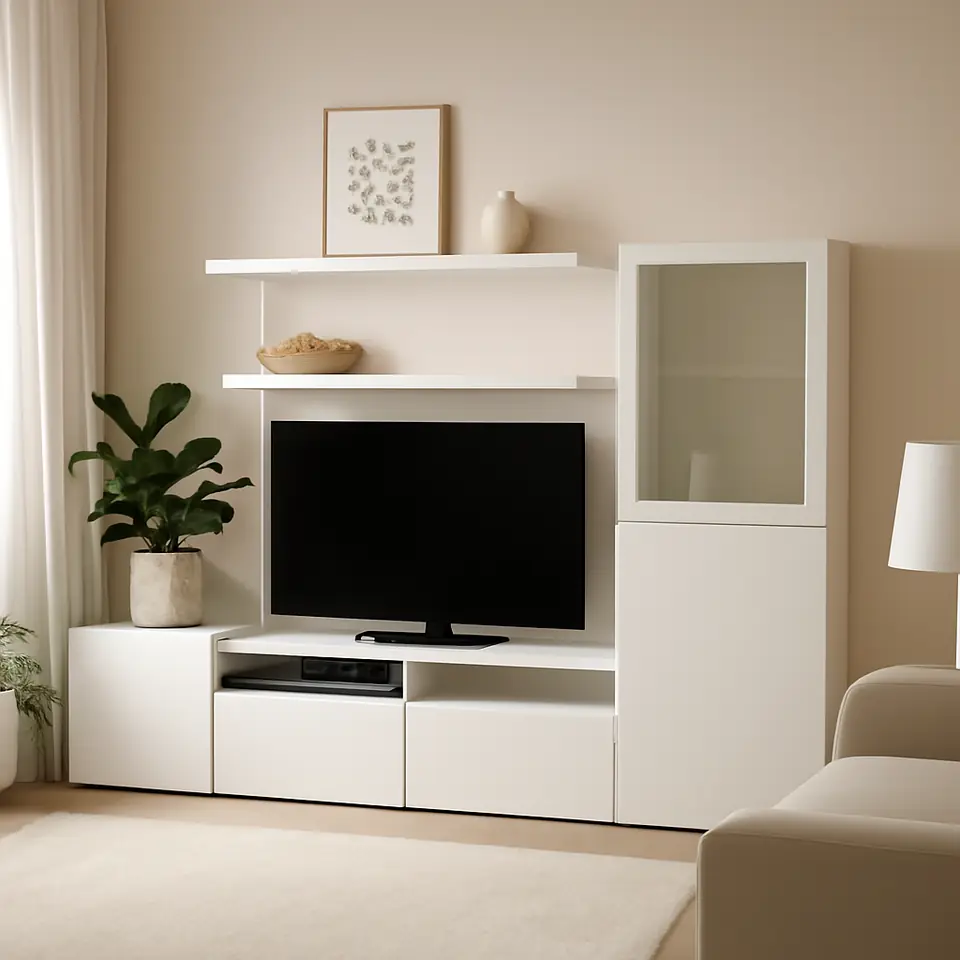Møbelmontering BESTÅ / LACK Tv-møbel, kombination, hvid, 240x42x129 cm | Billig & Hurtig i København