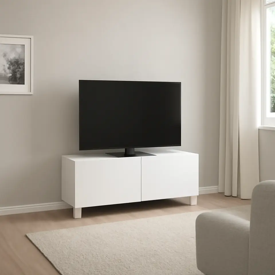 Møbelmontering BESTÅ Tv-bord med låger, hvid/Lappviken/Stubbarp hvid, 120x42x48 cm | Få et tilbud i dag