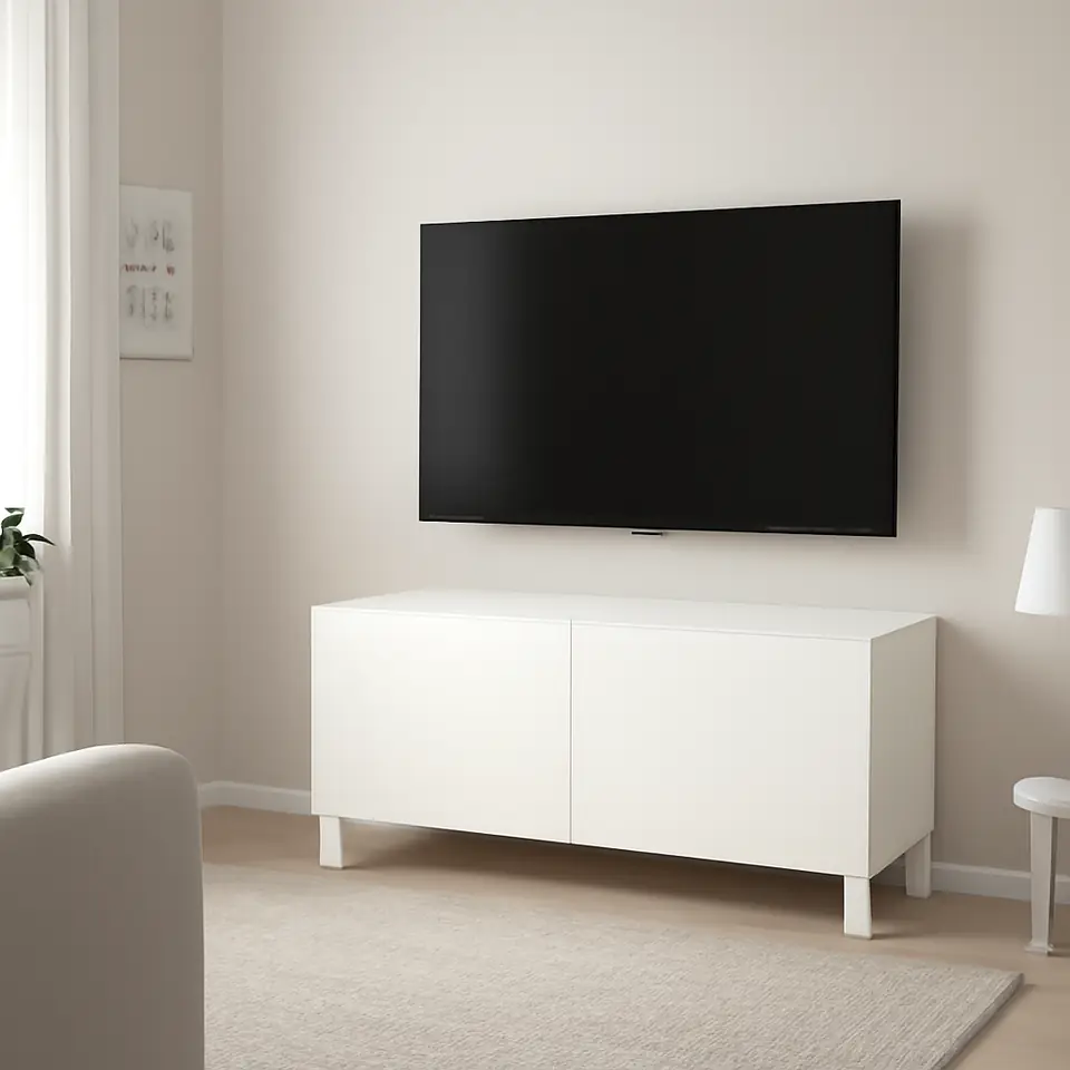 Møbelmontering BESTÅ Tv-bord med låger, hvid/Lappviken/Stubbarp hvid, 120x42x48 cm | Samling af Møbler i Rødovre & Kbh