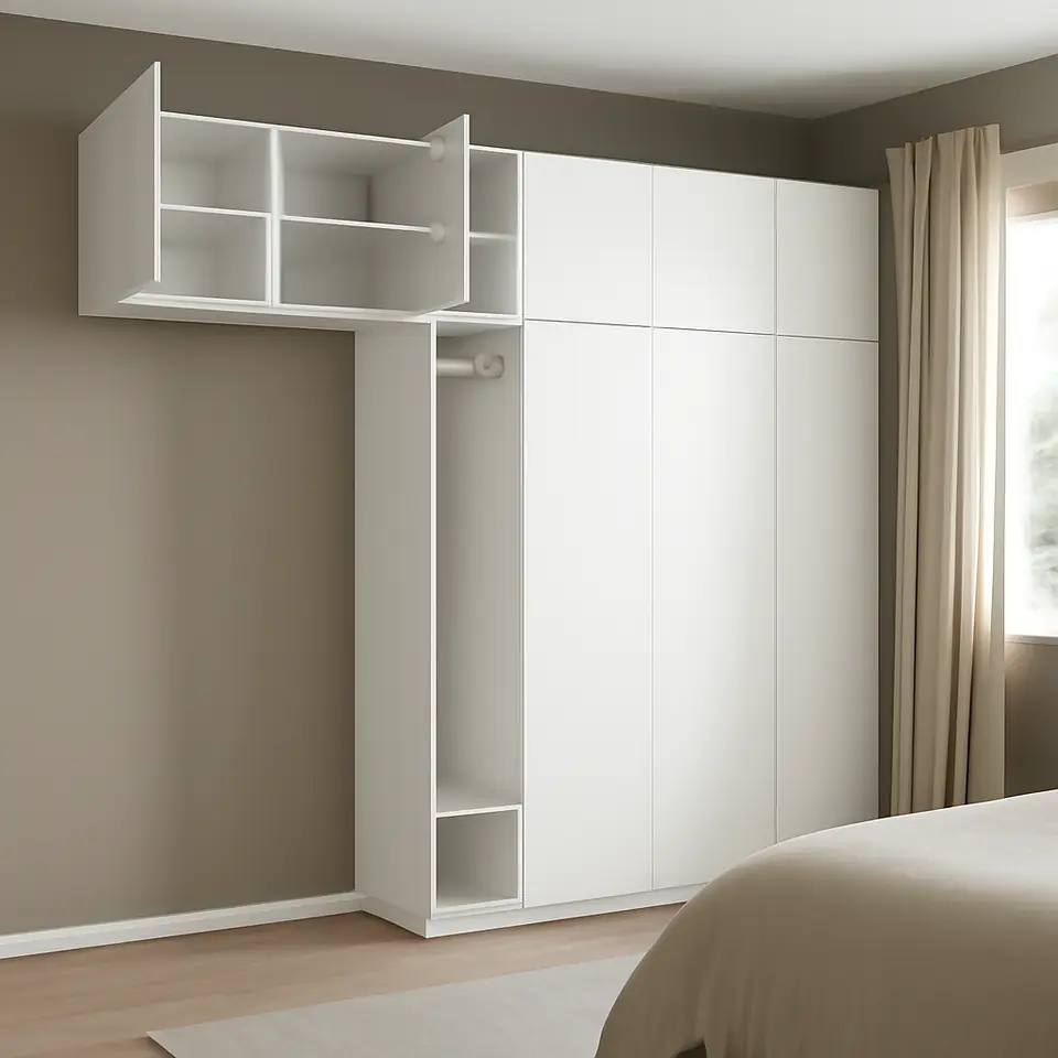 Møbelmontering PLATSA Garderobe med 8 døre, hvid Fonnes/hvid, 320x42x241 cm | Fast Pris i Storkøbenhavn