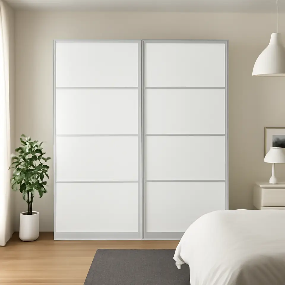 Møbelmontering SVARTISDAL Skydedørspar, hvid papirmønster, 200×201 cm | Professionel Møbelmontør