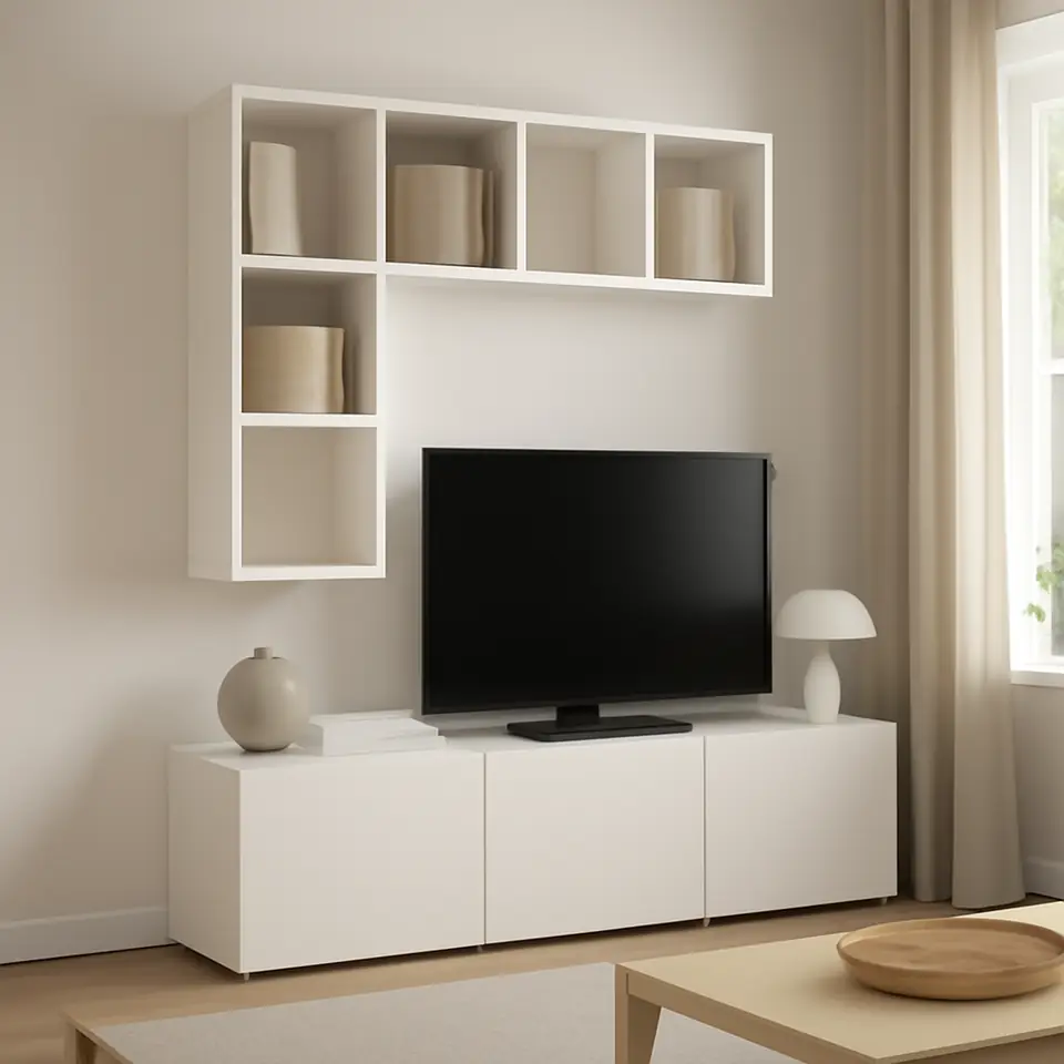 Møbelmontering BESTÅ / EKET Tv-møbel, kombination, hvid/Valviken, 180x42x185 cm | Få et tilbud i dag