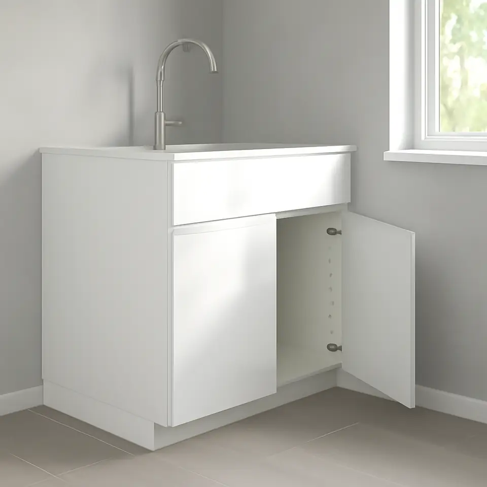Møbelmontering METOD Underskab til vask 2 låger/front, hvid/Voxtorp højglans/hvid, 80×60 cm | Fast Pris i Storkøbenhavn