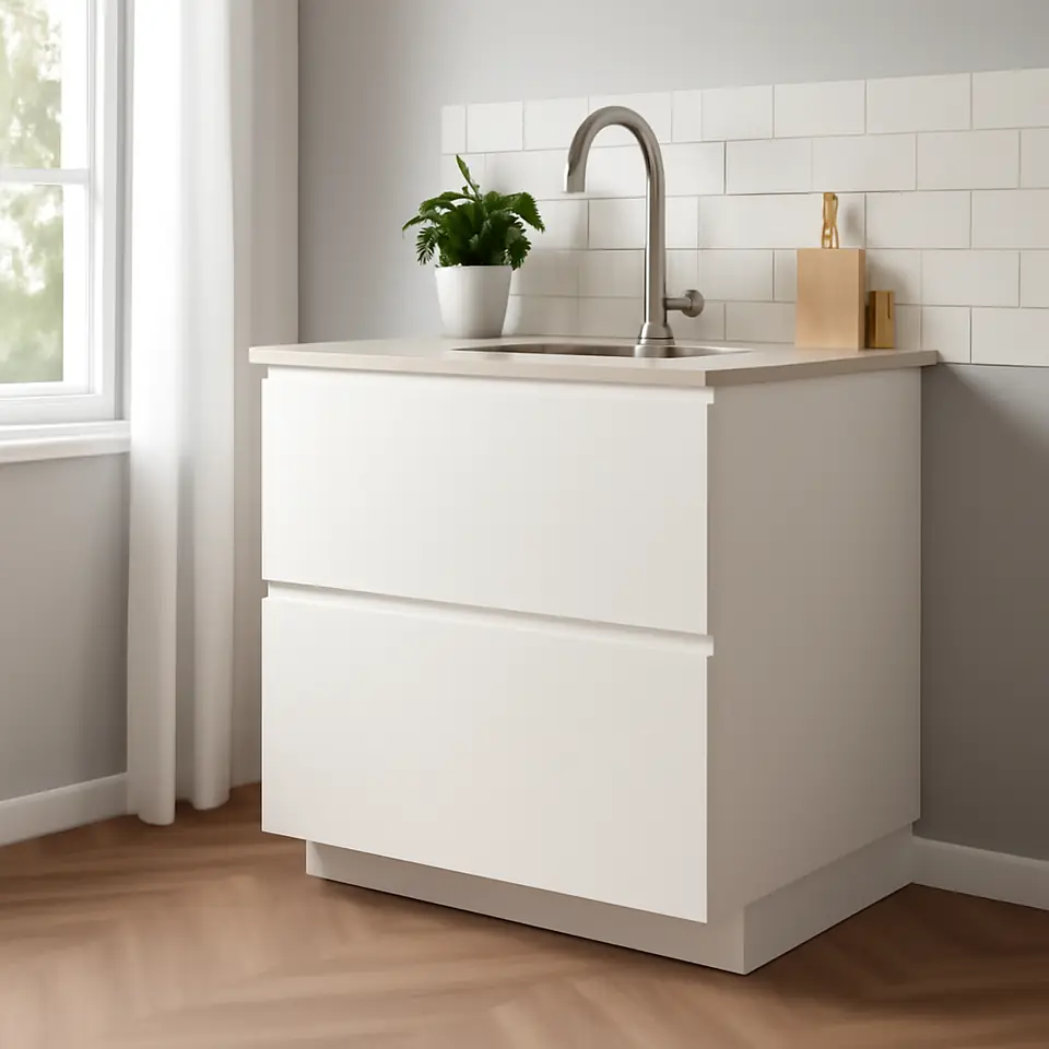 Møbelmontering METOD / MAXIMERA Underskab 2 fronter/2 høje skuffer, hvid/Vallstena hvid, 80×60 cm | Fast Pris i Storkøbenhavn