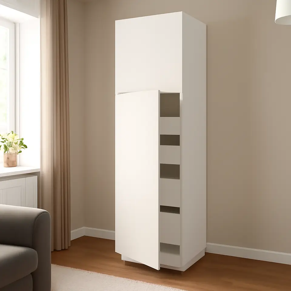 Møbelmontering METOD / MAXIMERA Højskab med 2 låger/4 skuffer, hvid/Vallstena hvid, 60x60x200 cm | Fast Pris i Storkøbenhavn