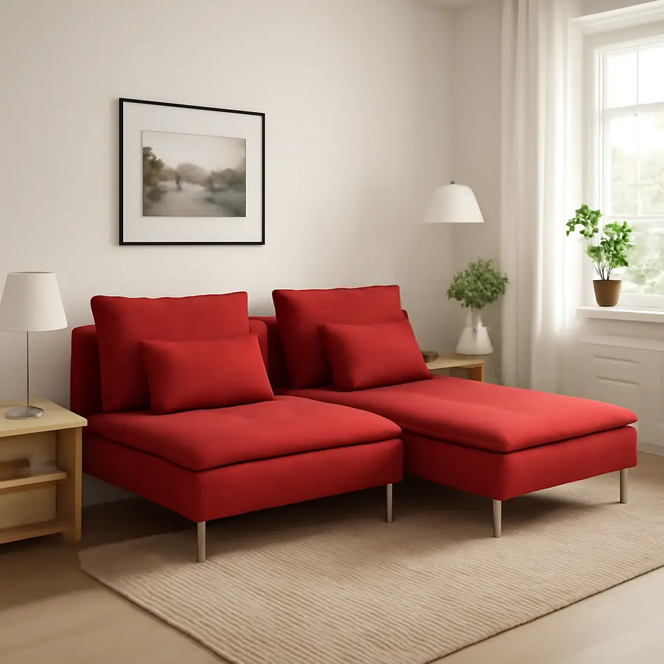 Møbelmontering SÖDERHAMN 2-pers. sofa med chaiselong, Tonerud rød | Billig & Hurtig i København