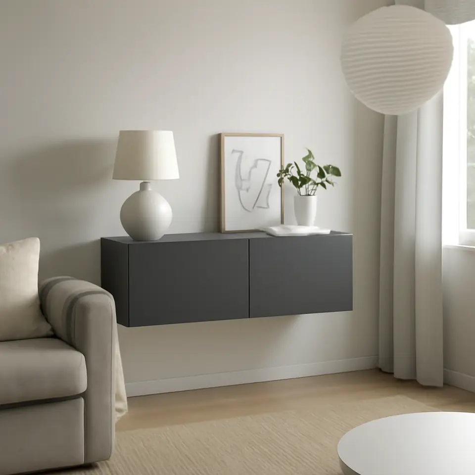 Møbelmontering BESTÅ Reol med døre, mørkegrå/Lappviken mørkegrå, 120x42x38 cm | Samling af Møbler i Rødovre & Kbh