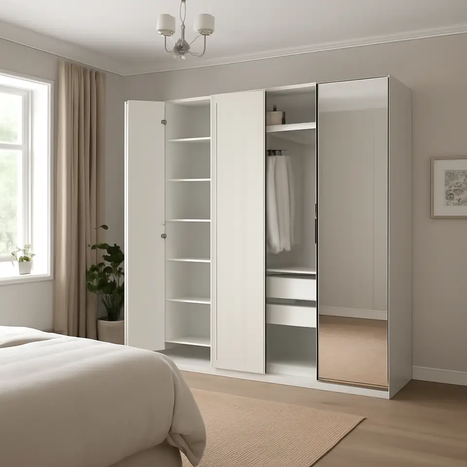 Møbelmontering PAX / KAMMARTORP/GULLABERG Garderobekombination, hvid spejl/grå hvid, 200x60x236 cm | Samling af Møbler i Rødovre & Kbh